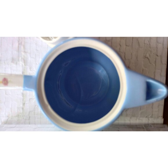 Vintage Halls Superior Quality Kitchenware Blue Morning Glory Coffee Pot Damaged - Picture 5 of 7